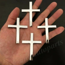 4x Chrome Metal Cross Crucifix Car Trunk Side Fender Emblem Badge Decal Sticker