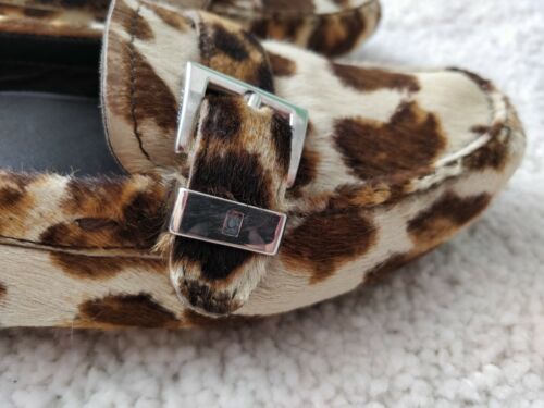 Prada Pony Hair Leopard Womens Flats Shoes Moccasins Loafers Ballet Leather - Picture 9 of 12