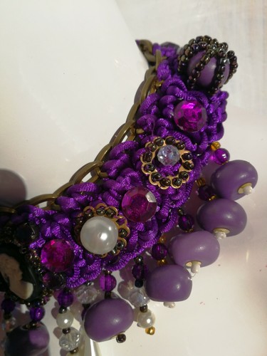 Victorian Choker Collar Crochet Necklace Jewelry Fashion Vintage Cameo Chain Bib - Picture 11 of 24