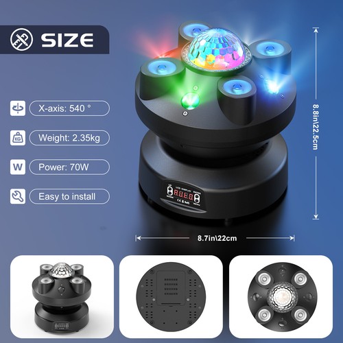 LED Moving Head Light Disco Ball Beam DJ Stage Lighting Pattern Effects RGBW DMX - Picture 6 of 15