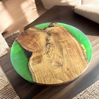 24" Round Green Epoxy Resin Coffee & End Table Top Modern Luxury Bar Hallway Top
