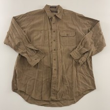 VTG Chaps Ralph Lauren Long Sleeve Button Shirt Men's 17 34-35 Brown Cotton