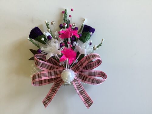 Scottish Artificial Buttonhole/Corsage~Berisfords Berry Tartan~Quantity Choice - Picture 2 of 3