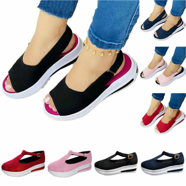 Women Platform Cut Out Sandals Ladies Beach Loafers Buckle Comfy Flat Shoes Size Women Platform Cut Out Sandals Ladies Beach Loafers Buckle Comfy Flat Shoes Size