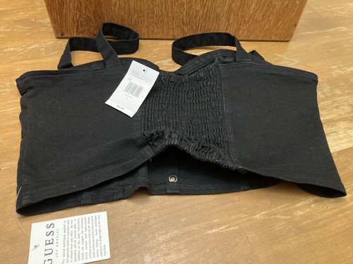 Neu mit Etikett Guess Canvas schwarz Bustier bauchfreies Oberteil große Knöpfe Träger Damen - Bild 3 von 4