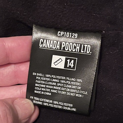 Canada Pooch TRUE NORTH Dog Parka Sz 14 REFLECTIVE GRAY/Black Fleece Hooded EUC - Picture 5 of 21