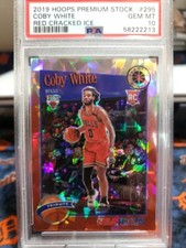 Coby White RC PSA 10 Red Cracked Ice Prizm Rookie #295 Hoops Premium 2019