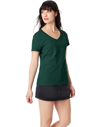Hanes Ladies Perfect-T V-Neck Stylish T Shirt Casual Plain T-Shirt - S04V - Picture 5 of 14