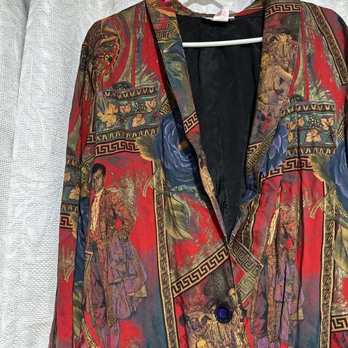 Vintage Kensington Square Blazer Damen großer abstrakter Boyfriend Schnitt 80er Jacke G5 - Bild 6 von 13