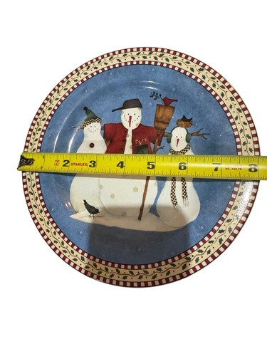 Sakura Debbie Mumm SNOWMAN Set / 10 Salad Dessert Plates Christmas Winter 1997 - Picture 2 of 3