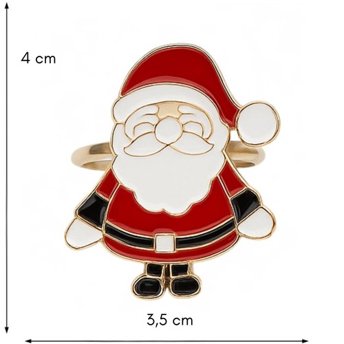 Cecaro Group – Set 4 Anelli Portatovaglioli Natalizi Babbo Natale - Foto 6 di 6