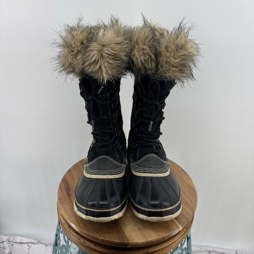 Sorel Joan of Arctic schwarz Kunstfell isoliert wasserdicht Winterstiefel Größe 10 - Bild 3 von 13