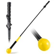 Golf Swing Trainer Aid, 47" Warm-up Practice Stick w/Weighted Head for Grip