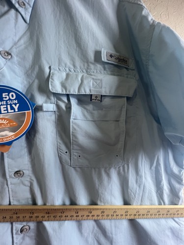 New Columbia Bahama Shirt Nylon Mens 2XL Blue Vented Short Sleeve Fishing UPF 50 - Picture 5 of 13