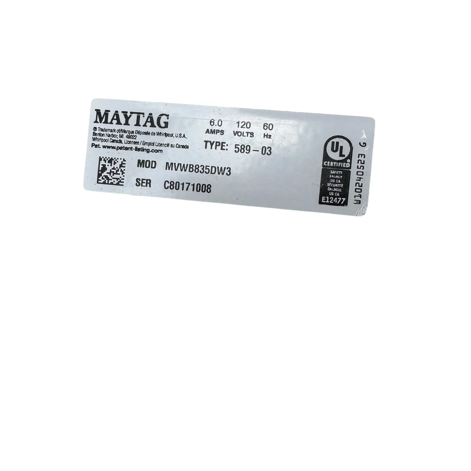 Panel tapa superior MAYTAG WASHER MVWB835DW3/W10319871A blanco W10240523 y.... Foto 4 de 4