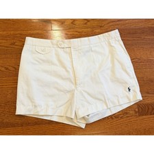 Vintage Polo Ralph Lauren Shorts Fits Mens 38 White 3" Pony Button Tab Waist