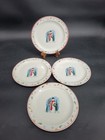 Beautiful Set of 4 Vintage Thomson Pottery Ceramic Snowman 10" Dinner Plates 
