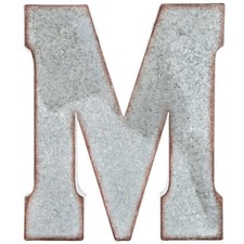 Galvanized Rustic Metal Letter M 7" 3D Wall Decor Hanging Alphabet Sign