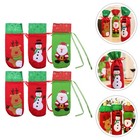  6Pcs Drawstring Wine Bags Christmas Wine Bottle Bags Lovely Red Wine Wrapping