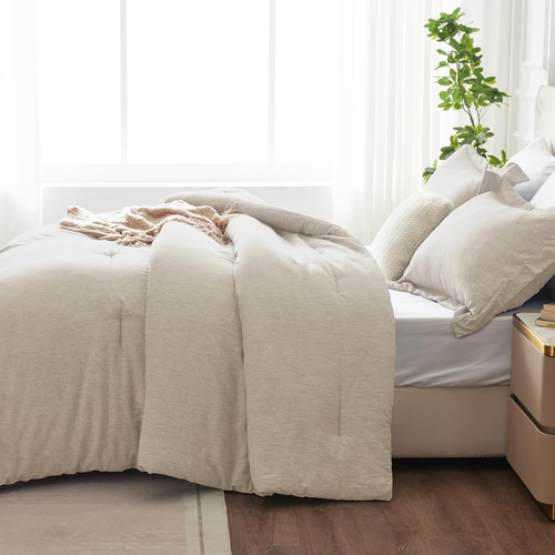 Set piumone queen size - 3 pezzi beige morbido lusso tintura cationica biancheria da letto co - Foto 9 di 12