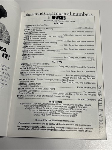 NEWSIES Rare PRE-BROADWAY Musical Playbill! PAPER MILL PLAYHOUSE! Jeremy Jordan+ - Bild 6 von 10