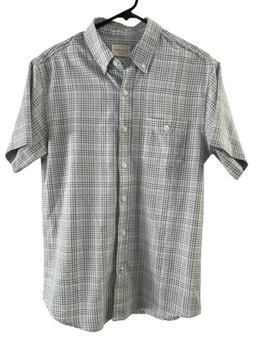 Weatherproof Vintage Blue Plaid Short Sleeve Performance Button Down Shirt