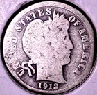 1912  BARBER SILVER DIME 10C