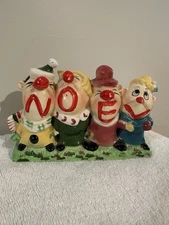 Kreiss Psycho Ceramics NOEL Candle Holder Clowns Carolers Christmas Candlesticks