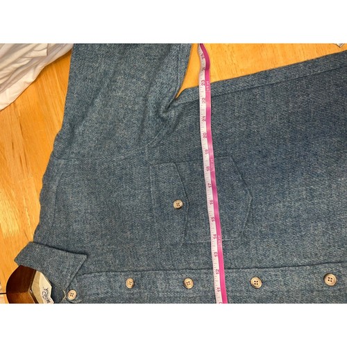 Vintage Woolrich Button Up Blue Shirt 100% Wool Long Sleeve USA Made 70s 1970s L - Imagen 12 de 13