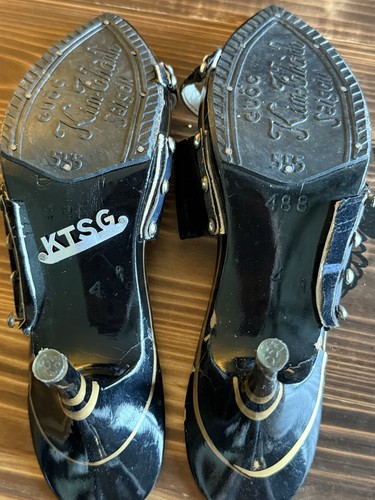 Vintage 1960's GUOC Kim Thanh Saigon Wood Women’s Heels Sandals Size 4 - Picture 8 of 12