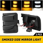 For Ford F250 F350 08-16 LED Smoked Flowing Side Mirror Marker Lights Switchback