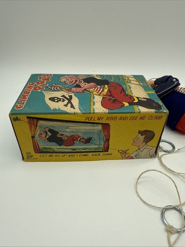 Vintage T.P.S. Blech mechanischer Kletterpirat an Schnur 50er Jahre Japan - Bild 13 von 18