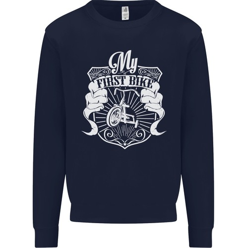 First Bike Funny Biker Motorbike Motorcycle Kids Sweatshirt Jumper - Picture 2 of 29