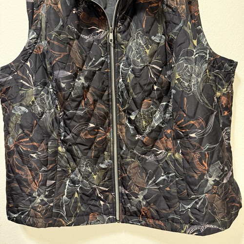 CJ Banks Gilet Donna Taglie Forti 2X Full Front Zip CottageCore Tasca Multicolore - Foto 3 di 12