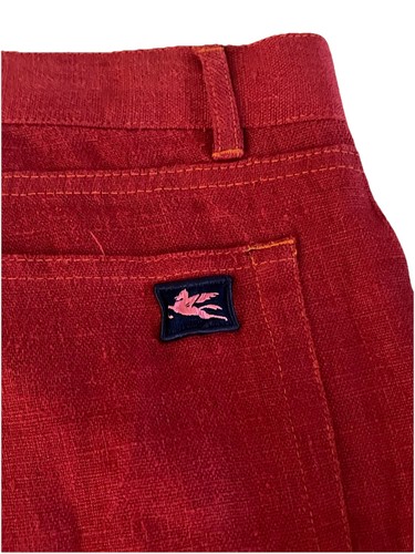 Pantalones chinos de lujo de lino rojo ETRO Milano Italia para hombre 36x35 (54 IT) - Imagen 6 de 13
