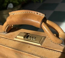 Vintage Hartmann Leather Briefcase Luggage Tan 18" Attaché Case Hard Shell USA