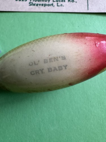 Vintage Ol’Bens Wooden Fishing Lure ‘Cry Baby’ Old Stock New In Box Rare - Bild 4 von 11