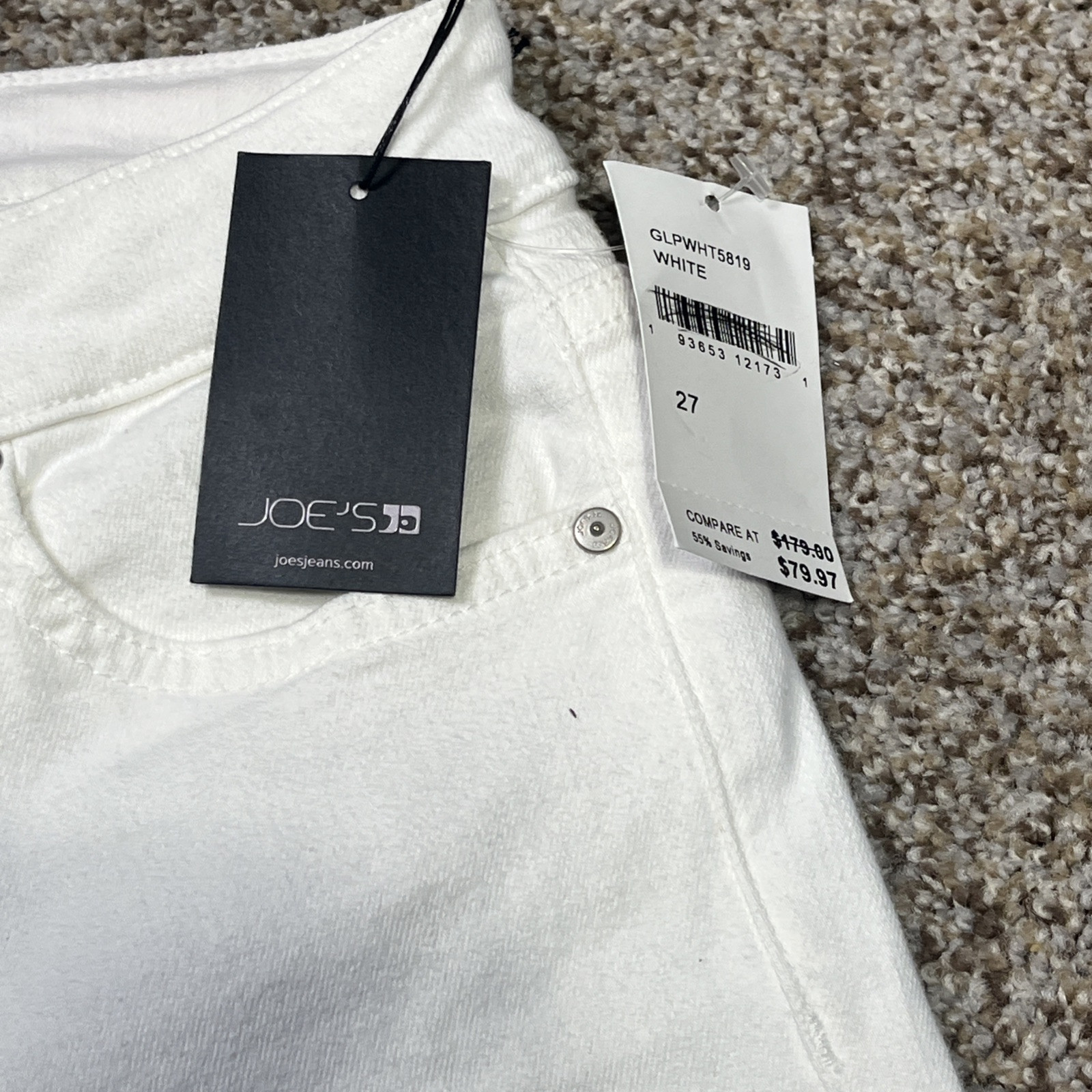 Joe's Jeans Cuff Crop Denim Jeans Women's 27 White Mid Rise NEW - View 4