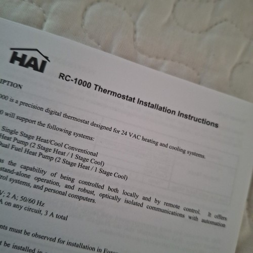 HAI omnistat 2 programmable communicating thermostat user guide Installation - Foto 2 di 14