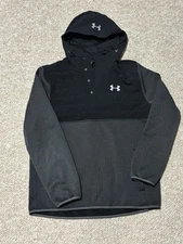 Under Armour Coldgear Jacket Large Black Men Loose Pullover Hoodie Jacket Used