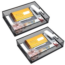2 PCS 13x9 inch Metal Mesh Desk Drawer Organizer Office Home Storage Tray