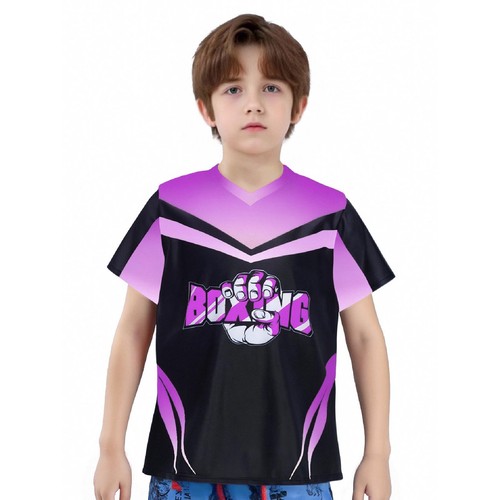 Niños Niños Traje Trajes para Correr Conjunto de Kickboxing Entrenamiento Manga Corta Gimnasio Cuello en V - Imagen 36 de 41