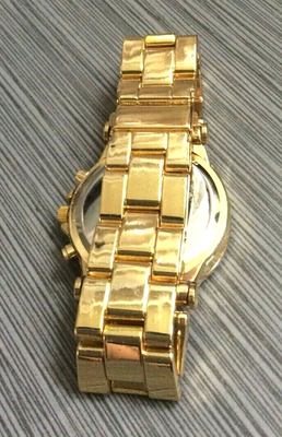 Buy Geneva Men's Gold Watch Crystal Gold Dial on Gold Linked Band