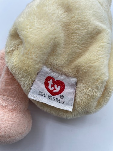 New Imperfect Tag Ty Pluffies PUDDLES Yellow Orange Duck Plush Beanie 2002 9" - Picture 7 of 12