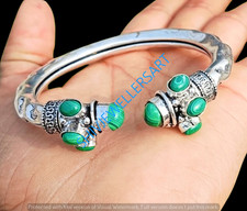 Sale Green Malachite Gemstone Cuff Bangle 925 Sterling Silver Plated Jewelry