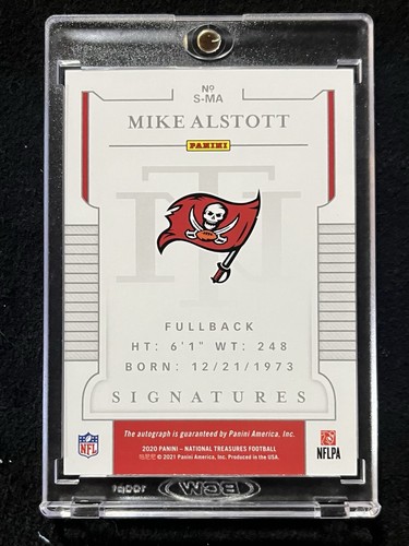 2020 Panini National Treasures Mike Alstott Auto RED /49 Buccaneers LEGEND - Bild 2 von 2