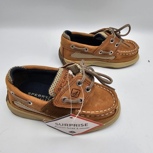 Sperry Top-Sider Toddlers 7M Leather Boat Shoes Brown Tan Size NWOB - Picture 8 of 17
