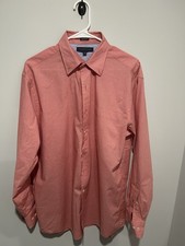 Tommy Hilfiger Long Sleeve Button Up Dress Shirt, Red, Size 16 34-35