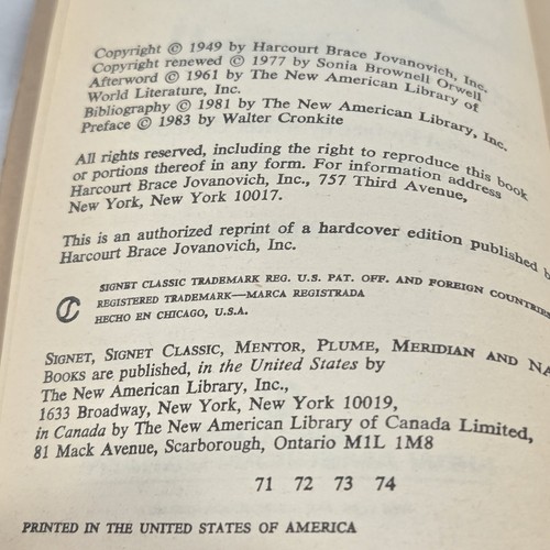 1984 A NOVEL COMMEMORATIVE EDITION George Orwell Signet Classic - Foto 7 di 11