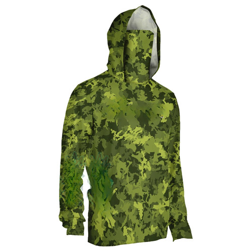 Angelbekleidung Camouflage Herren Langarm Maske Kapuze Angelshirts UPF 50+ - Bild 5 von 29